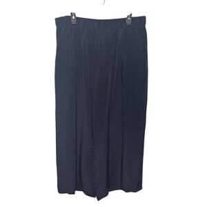 Eileen Fisher Women's Pants XL Navy Silk Wide Leg Crop Minimalist 24" Inseam